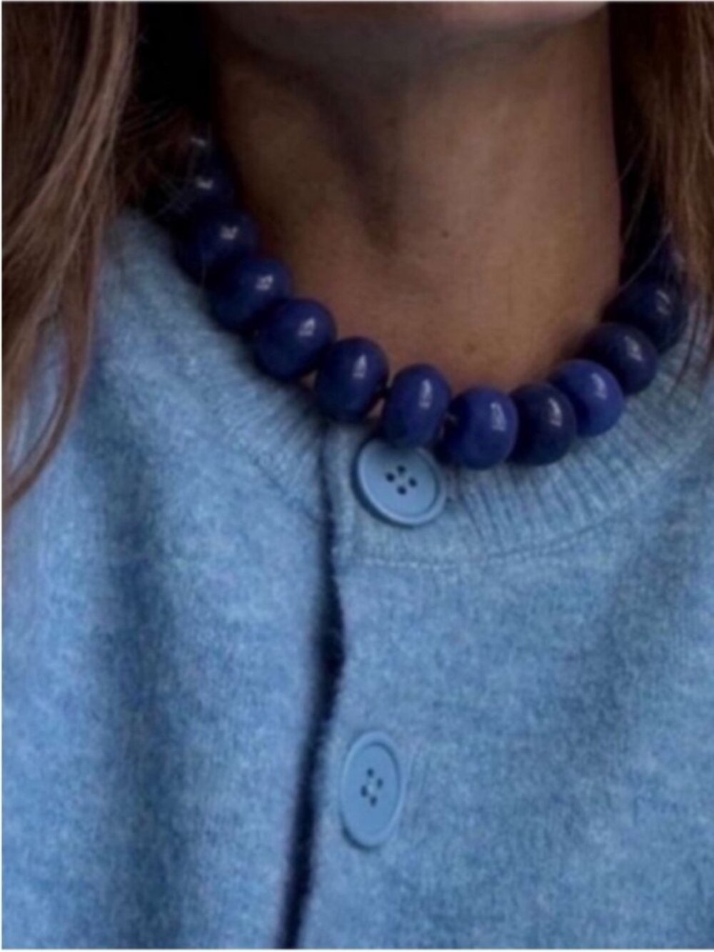 New! Chunky Blue Beaded Statement Necklace NWOT